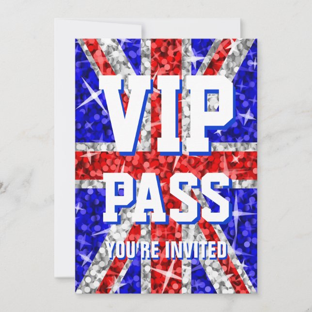 Convite da PASSAGEM do Reino Unido "VIP" do Glitz (Frente)