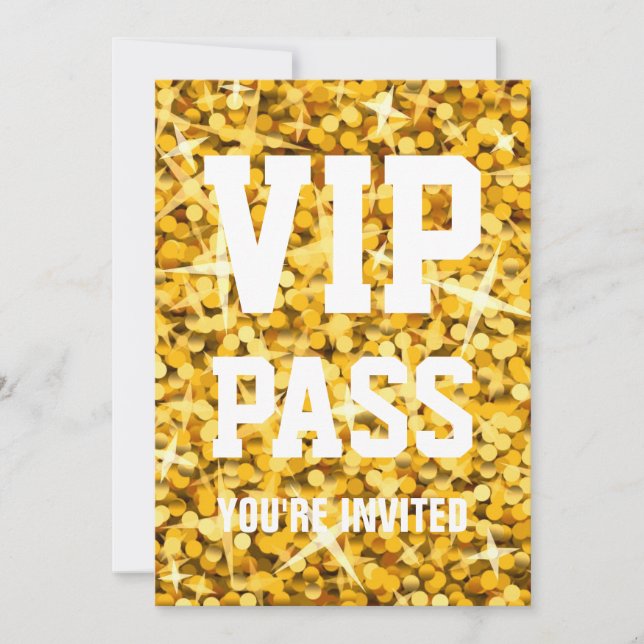 Convite da PASSAGEM VIP" do "ouro" do Glitz do " (Frente)