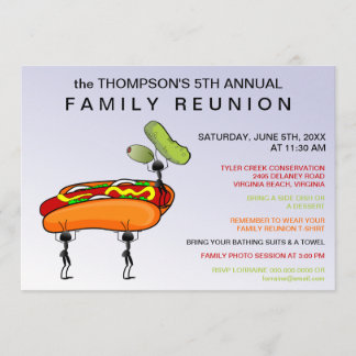 Convite da reunião de família dos Hotdogs, das