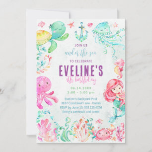 Convite da Sereia e Amigos Debaixo do Mar