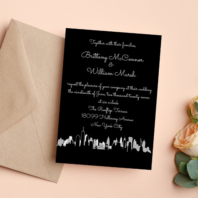 Convite da Silhueta da Cidade de Nova York (New York City Skyline Wedding Invitations)