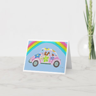 Convite Dachshunds em um Carro Hippie