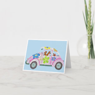 Convite Dachshunds Hippies no seu Carro do Amor de Criança