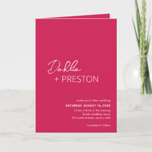 Convite Dahlia Magenta Casamento Moderno Contemporâneo