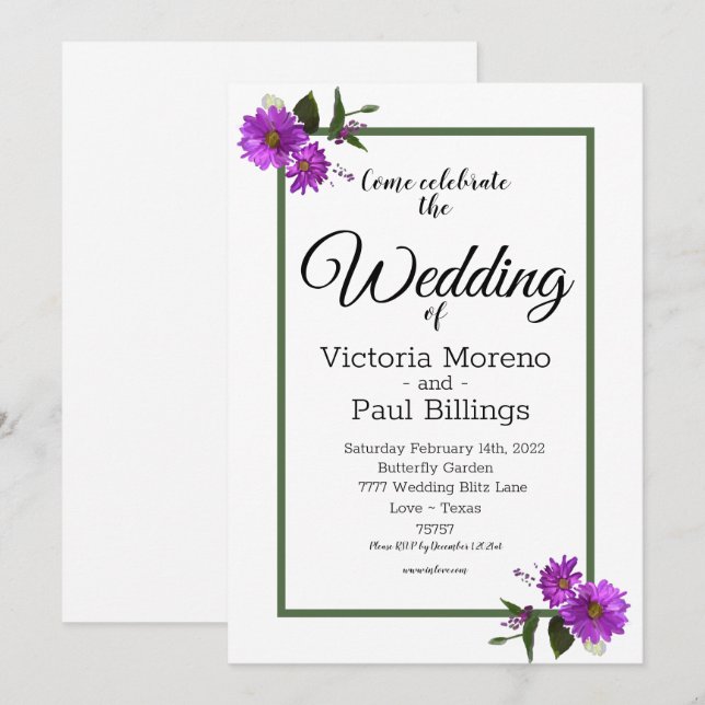 Convite Daisy Lavanda do Quintal (Frente/Verso)