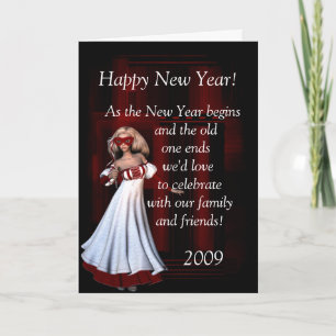 Convite Dama de vestido de festa D3 Ano Novo/Véspera de An