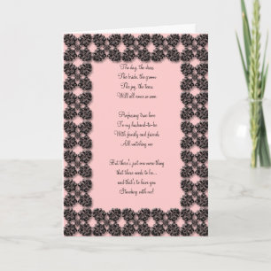 Convite Damasco cor-de-rosa e preto Seja a minha carta de