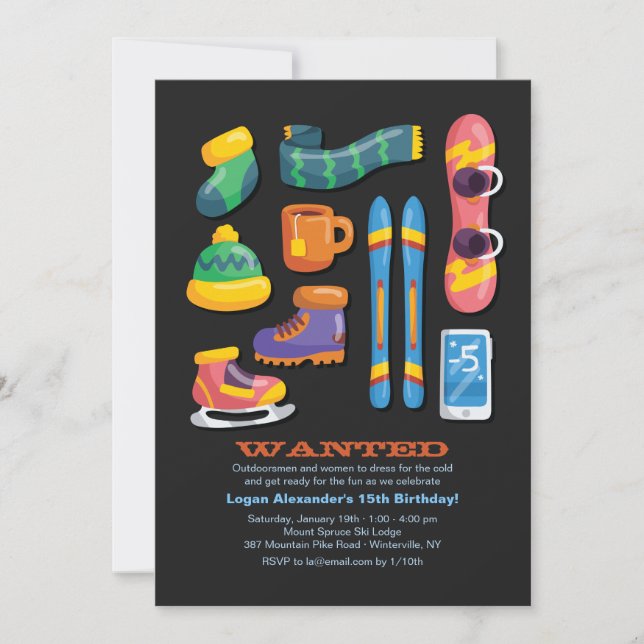 Convite das necessidades dos esportes de inverno (Frente)