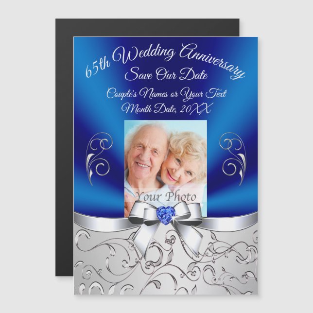 Convite Datas de Aniversário de Casamento de 65 Anos Magné (Frente/Verso)