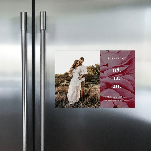 Convite Datas Especiais de Fotografia Romântica Elegante p (Elegant Photo Romantic Flower Save the Dates Magnetic Invitation)