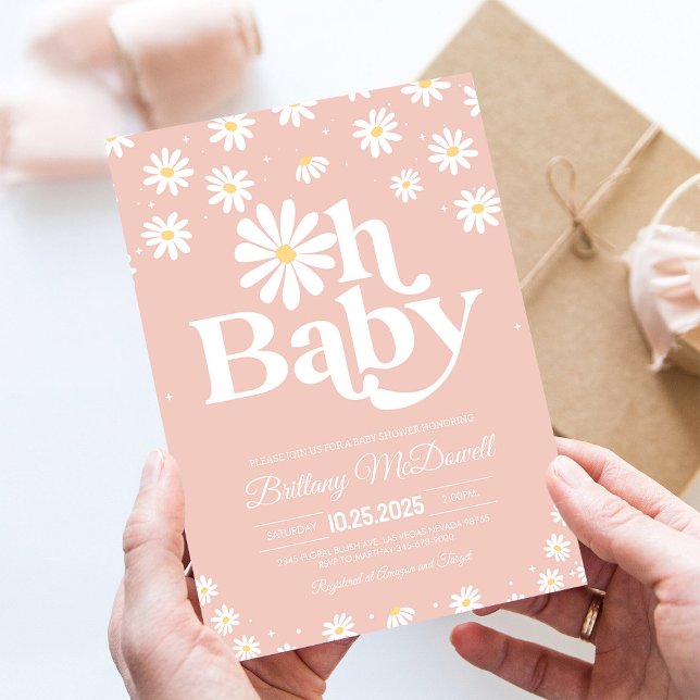 Convite de 1º Aniversário Boho Daisy Wild One (Criador carregado)