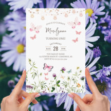 Convite de 1º Aniversário Boho Wildflower