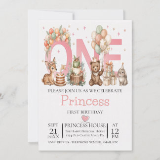 Convite de 1º aniversário Carta da Safari Animais