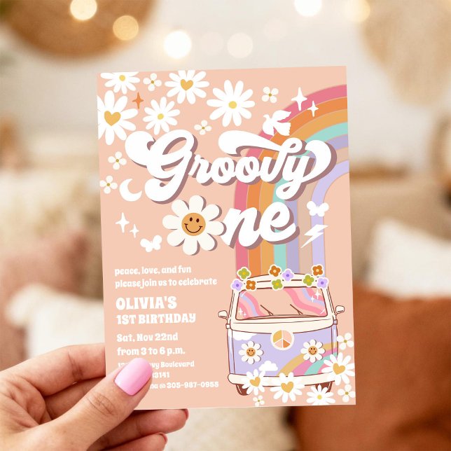 Convite de 1º Aniversário da Groovy Daisy (Criador carregado)