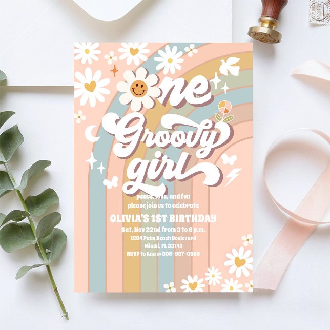 Convite de 1º Aniversário da Groovy Daisy (Criador carregado)
