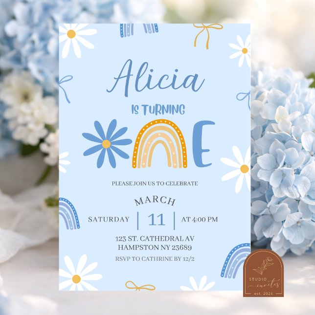 Convite de 1º aniversário da menina Coquette Flor  (Criador carregado)