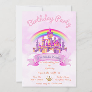 Convite de 1º Aniversário da Princesa Editável Ros