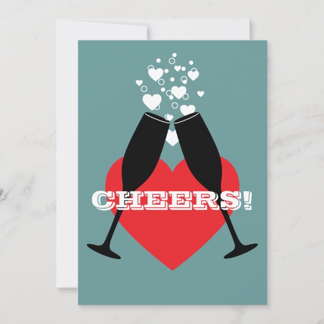 Convite de 1º Aniversário de Casamento - Saúde! (Frente)