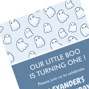 Convite de 1º aniversário de Halloween fantasma ou