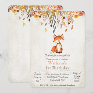 Convite de 1º Aniversário de Little Fox Fall