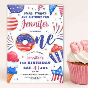 Convite de 1º Aniversário de Menina Patriótica 4 d