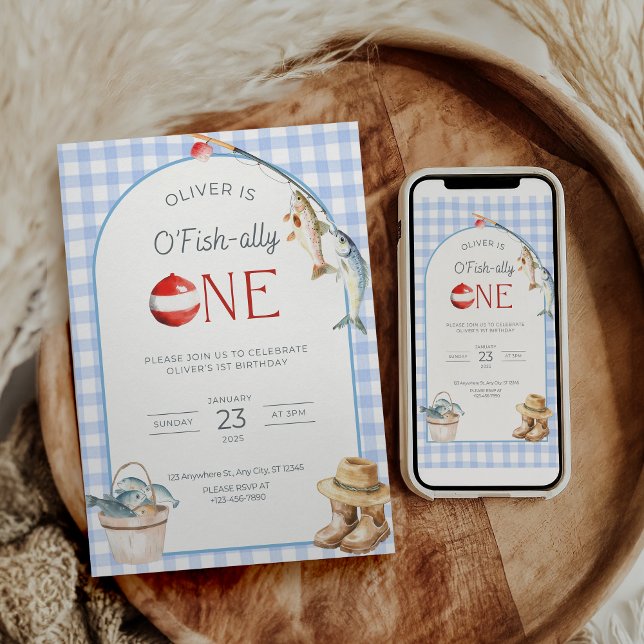 Convite de 1º Aniversário de Pesca O Fishally One  (Criador carregado)