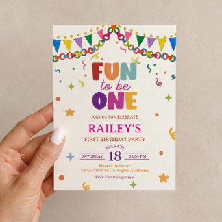 Convite de 1º Aniversário Divertido para Ser Uma M