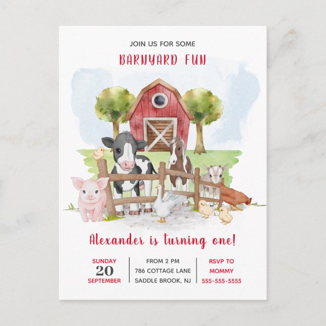 Convite de 1º Aniversário do Bebê do País Rural (Frente)