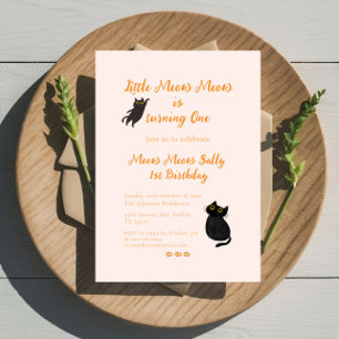 Convite de 1º Aniversário do Bebê   Little Meow Me