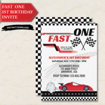 Convite de 1º Aniversário do Carro de Corrida Fast