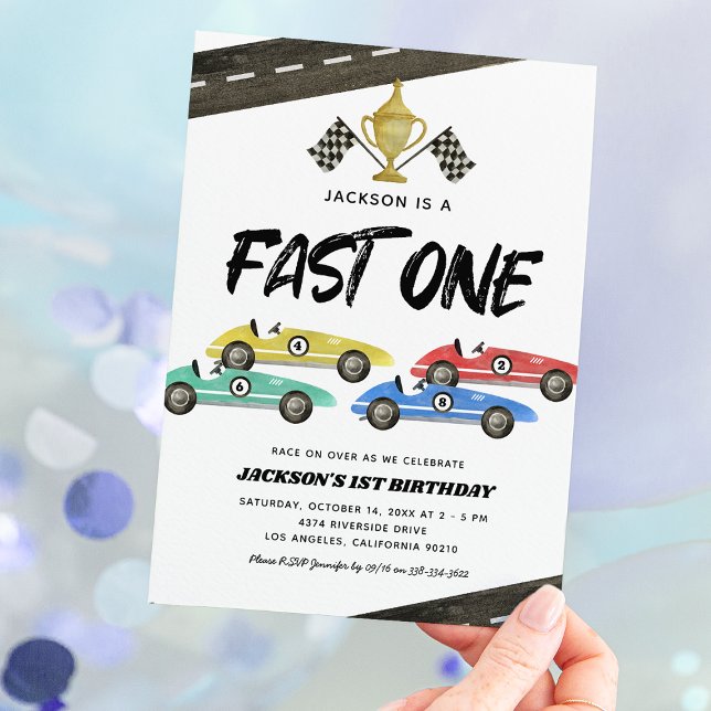 Convite de 1º Aniversário do Carro de Corrida Fast (Criador carregado)