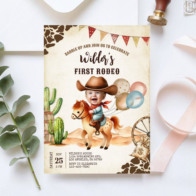 Convite de 1º Aniversário do Cowboy do Oeste Selva (Criador carregado)