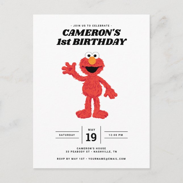 Convite de 1º Aniversário do Elmo Simples (Frente)