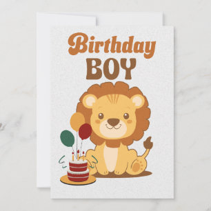 Convite de 1º Aniversário do Leão Editável