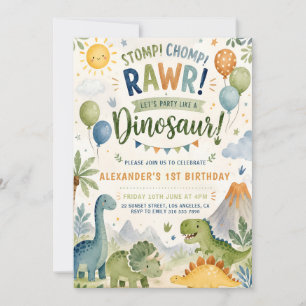 Convite de 1º Aniversário do Menino Dinossauro