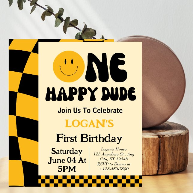 Convite de 1º Aniversário do Menino Feliz (Criador carregado)
