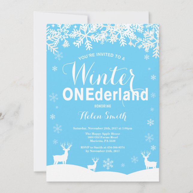 convite de 1º aniversário do menino Winter Onederl (Frente)