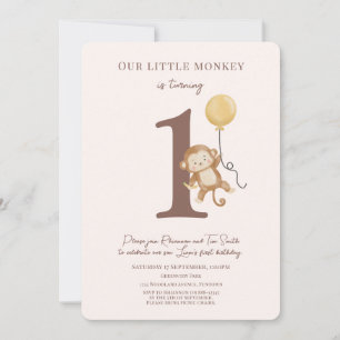convite de 1º aniversário do Pequeno Macaco