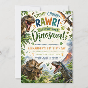 Convite de 1º Aniversário do T-Rex Aventura dos