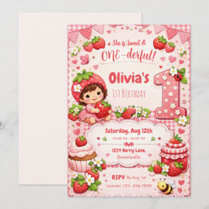 Convite de 1º Aniversário Ela é Doce e Maravilhosa