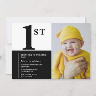 Convite de 1º aniversário elegante Foto de Menina 