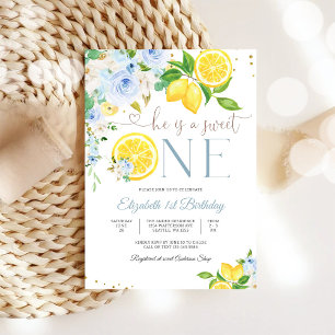 Convite de 1º Aniversário Floral de Limão