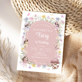 Convite de 1º Aniversário Floral Fada Menina