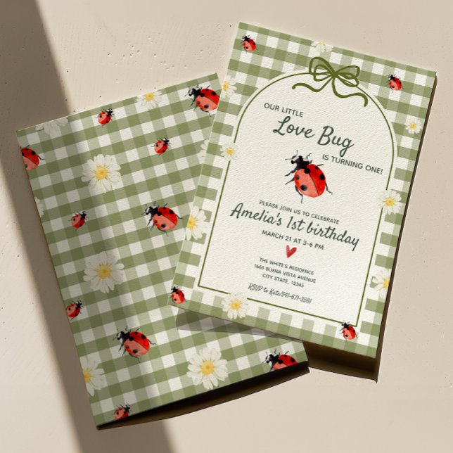 Convite de 1º Aniversário Little Love Bug Ladybug (Criador carregado)