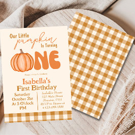 Convite de 1º Aniversário Little Pumpkin Autumn Fa