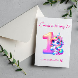 Convite de 1º Aniversário Mágico Editável