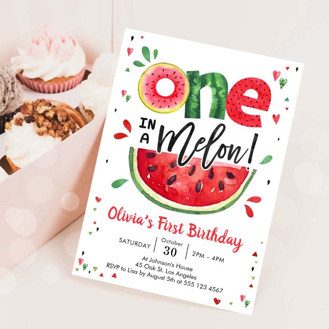 Convite de 1º Aniversário Melancia One In A Melon (Criador carregado)