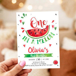 Convite de 1º Aniversário Melancia One In A Melon
