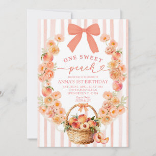 Convite de 1º Aniversário One Sweet Peach Floral C