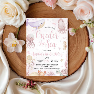 Convite de 1º Aniversário Oneder the Sea Girl